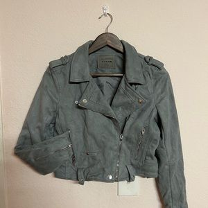 Blank nyc jacket moto XL fir like XS gray stoned faux suede leather jacket